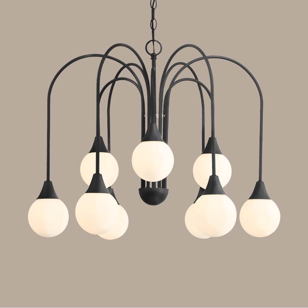 Hunter 48199 Matte Black Valadon 9 Light Large Chandelier Black Image 5
