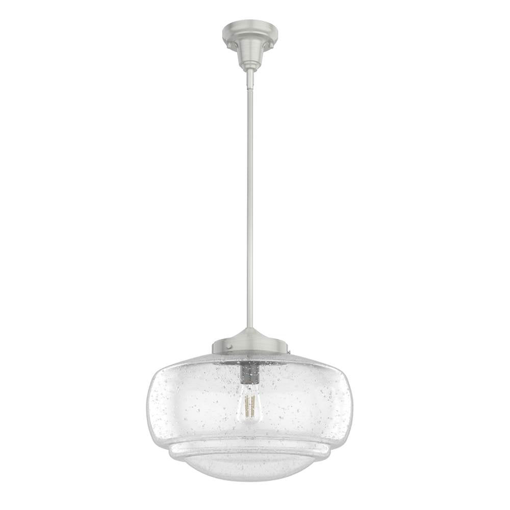 Hunter Saddle Creek 16'' Brushed Nickel Clear Seeded Glass