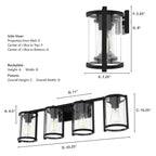 Hunter 48009 Matte Black Astwood Matte Black With Clear Glass 4 Light Vanity Wall Light Fixture Image 3