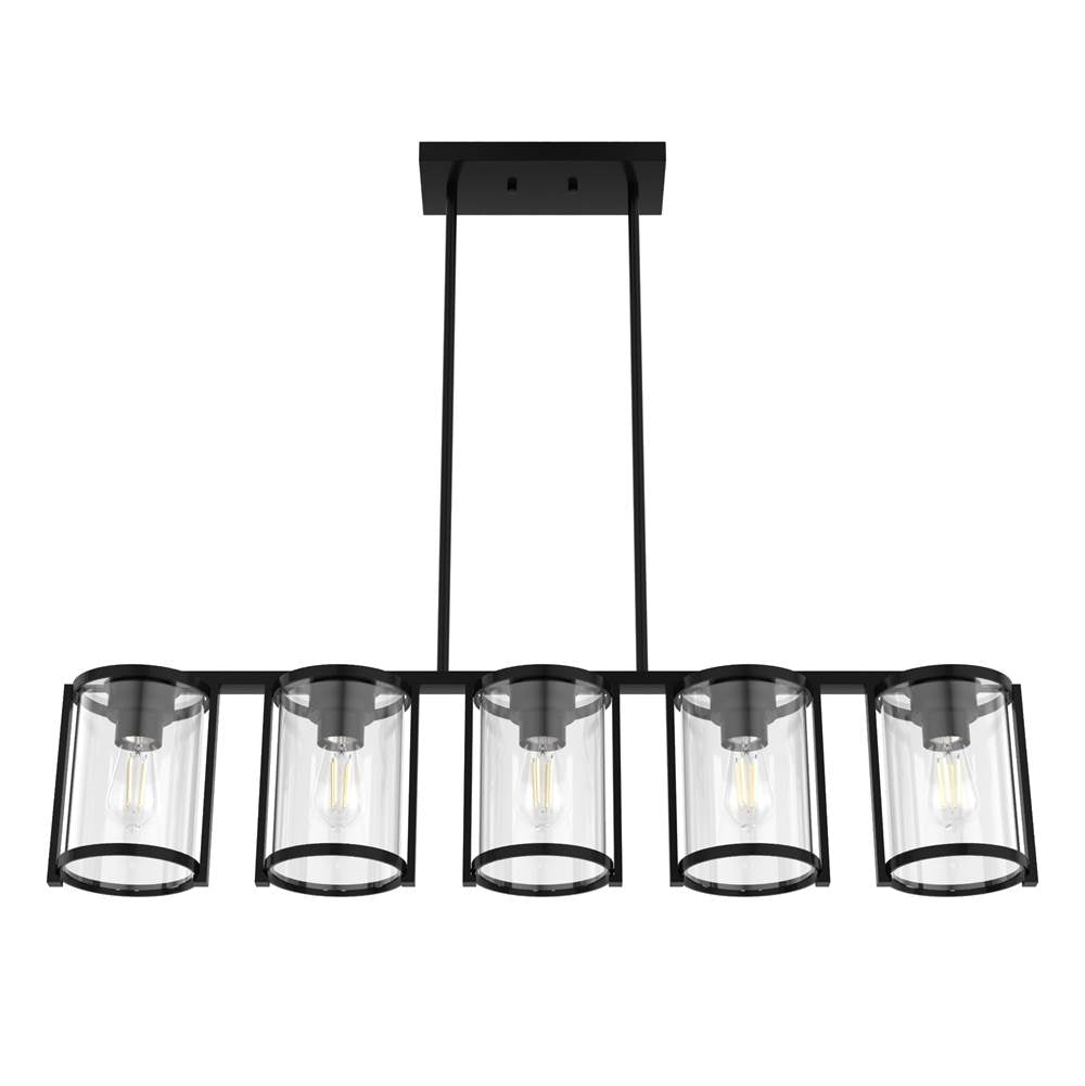 Hunter 48013 Matte Black Astwood Matte Black With Clear Glass 5 Light Chandelier Ceiling Light Fixture Image 8