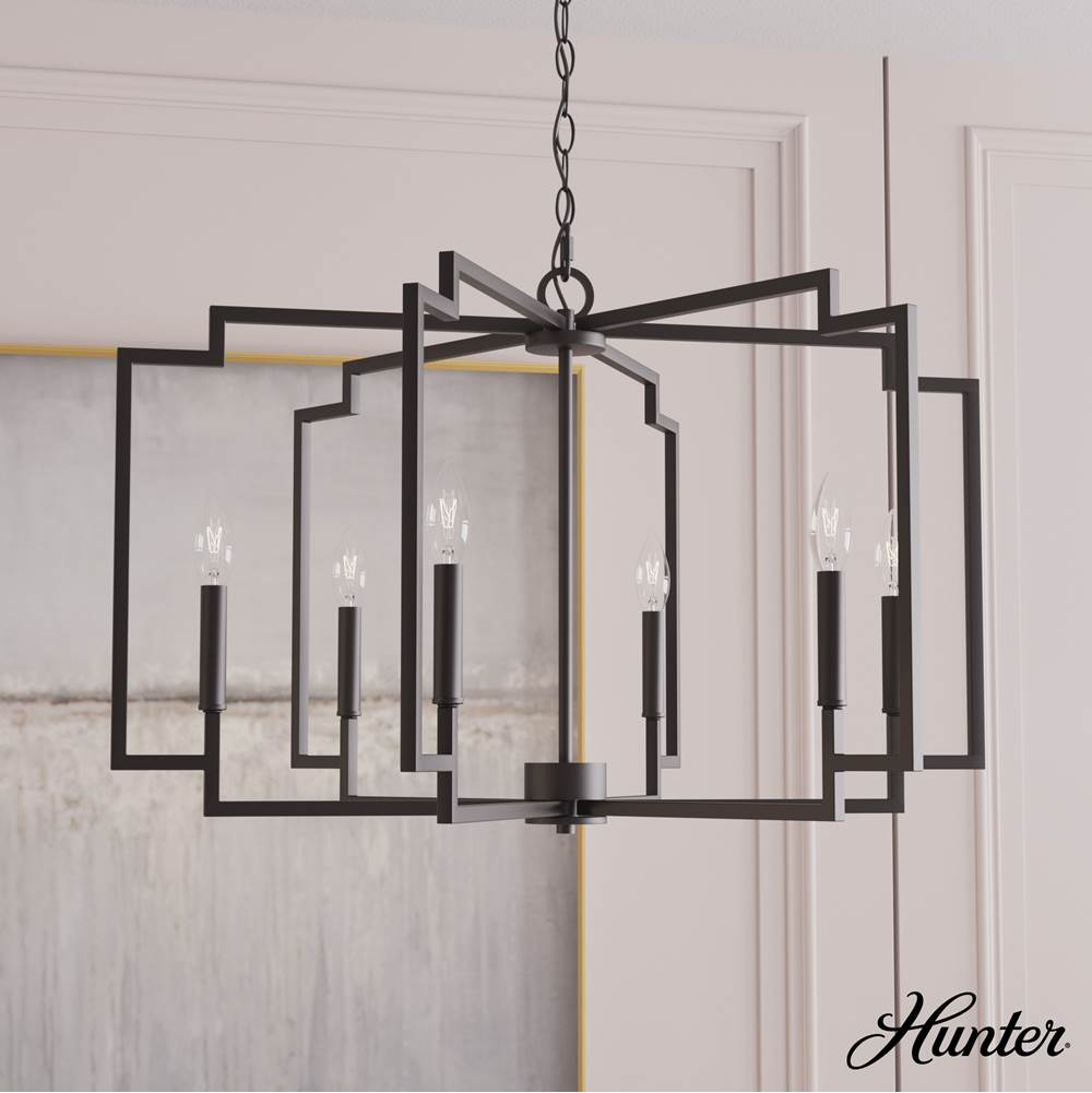 Hunter 45242 Matte Black Zoanne Matte Black 6 Light Chandelier Ceiling Light Fixture Image 4