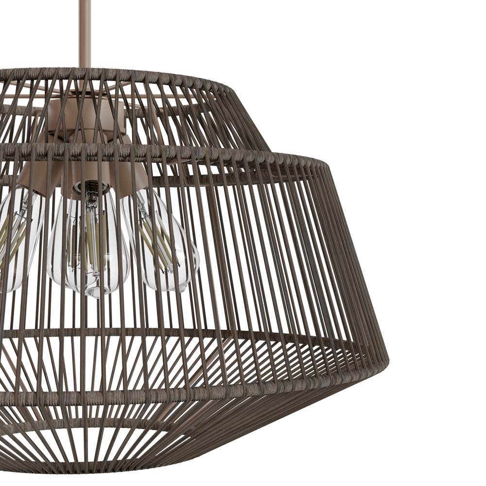 Hunter Brookhollow Hunter Brookhollow Sable Rattan And Sable 4 Light Pendant Ceiling Light Fixture