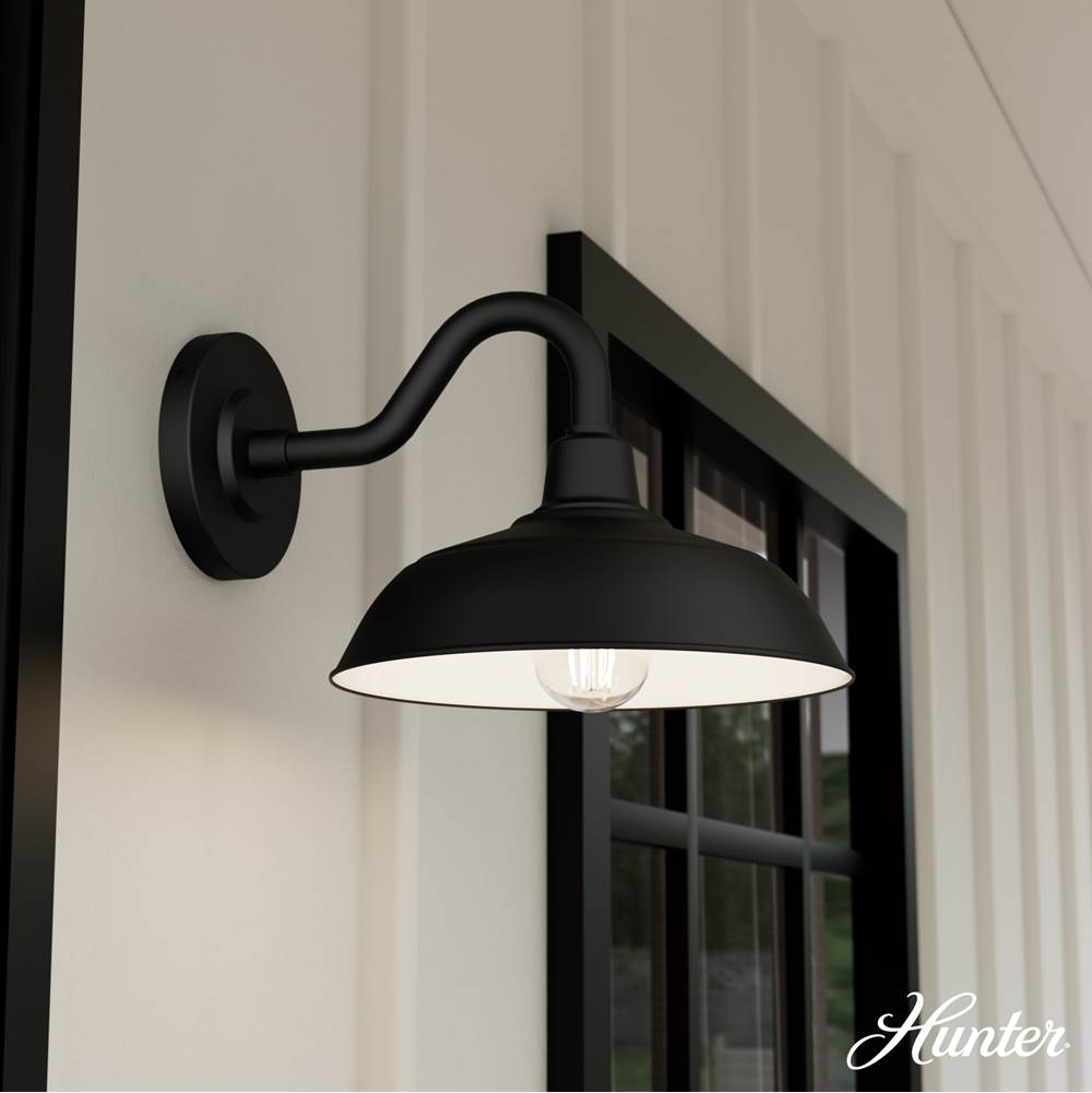 Hunter 46002 Matte Black,White Mill Valley Matte Black And White 1 Light Small Image 2