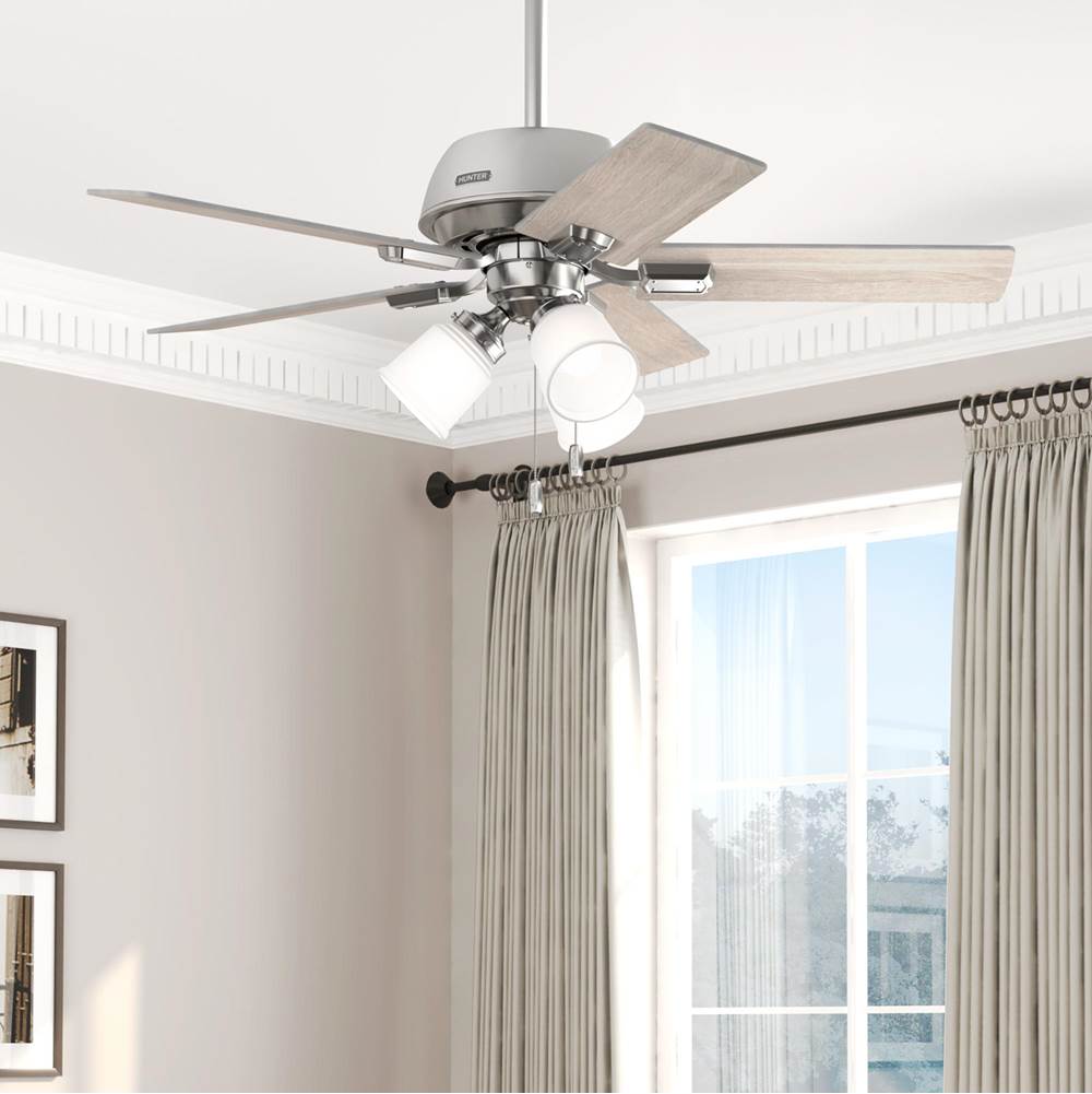 Hunter 51789 Brushed Nickel 44 Inch Crystal Peak Brushed Nickel Ceiling Fan With Led Light Kit And Pull Chain Image 3