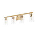 Hunter 13081 Alturas Gold Hartland Alturas Gold With Seeded Glass 4 Light Vanity Wall Light Fixture Image 1