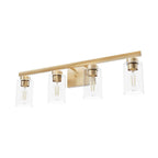 Hunter 13081 Alturas Gold Hartland Alturas Gold With Seeded Glass 4 Light Vanity Wall Light Fixture Image 1