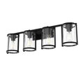 Hunter 48009 Matte Black Astwood Matte Black With Clear Glass 4 Light Vanity Wall Light Fixture Image 1