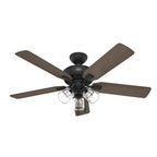 Hunter 51595 Matte Black 52 Inch Rosner Matte Black Ceiling Fan With Led Light Kit And Pull Chain Image 1