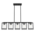 Hunter 48013 Matte Black Astwood Matte Black With Clear Glass 5 Light Chandelier Ceiling Light Fixture Image 1