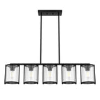 Hunter 48013 Matte Black Astwood Matte Black With Clear Glass 5 Light Chandelier Ceiling Light Fixture Image 1