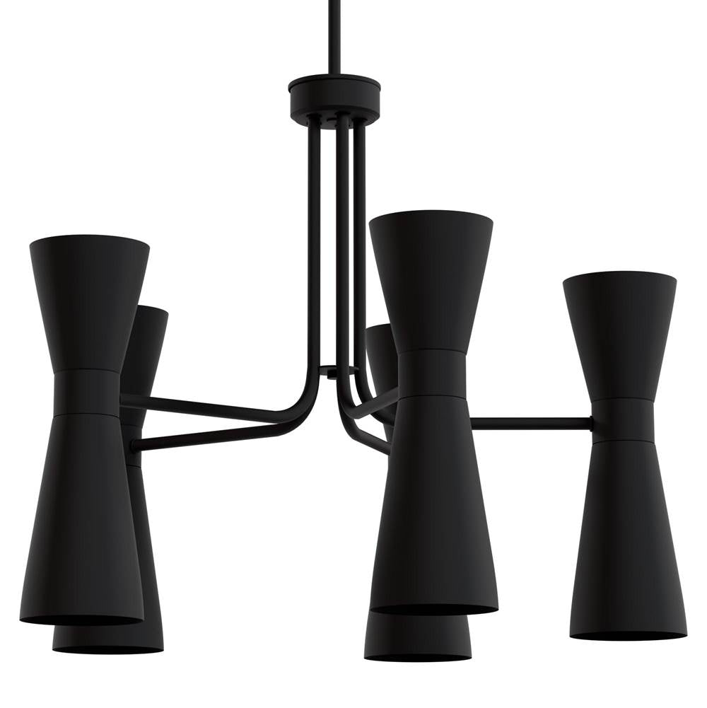 Hunter 19896 Flat Matte Black Hunter Zola Flat Matte Black 10 Light Chandelier Ceiling Light Fixture Image 1