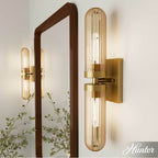 Hunter 13239 Luxe Gold Beverly Glen Luxe Gold With Amber Glass 2 Light Bathroom Vanity Wall Light Fixture Image 2