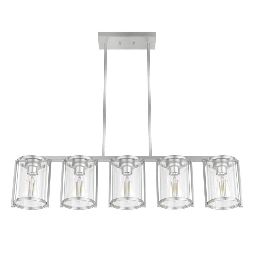 Hunter 48012 Brushed Nickel Astwood Brushed Nickel With Clear Glass 5 Light Chandelier Ceiling Light Fixture Image 8