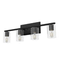 Hunter 48031 Natural Iron Kerrison Natural Iron With Seeded Glass 4 Light Vanity Wall Light Fixture Image 1
