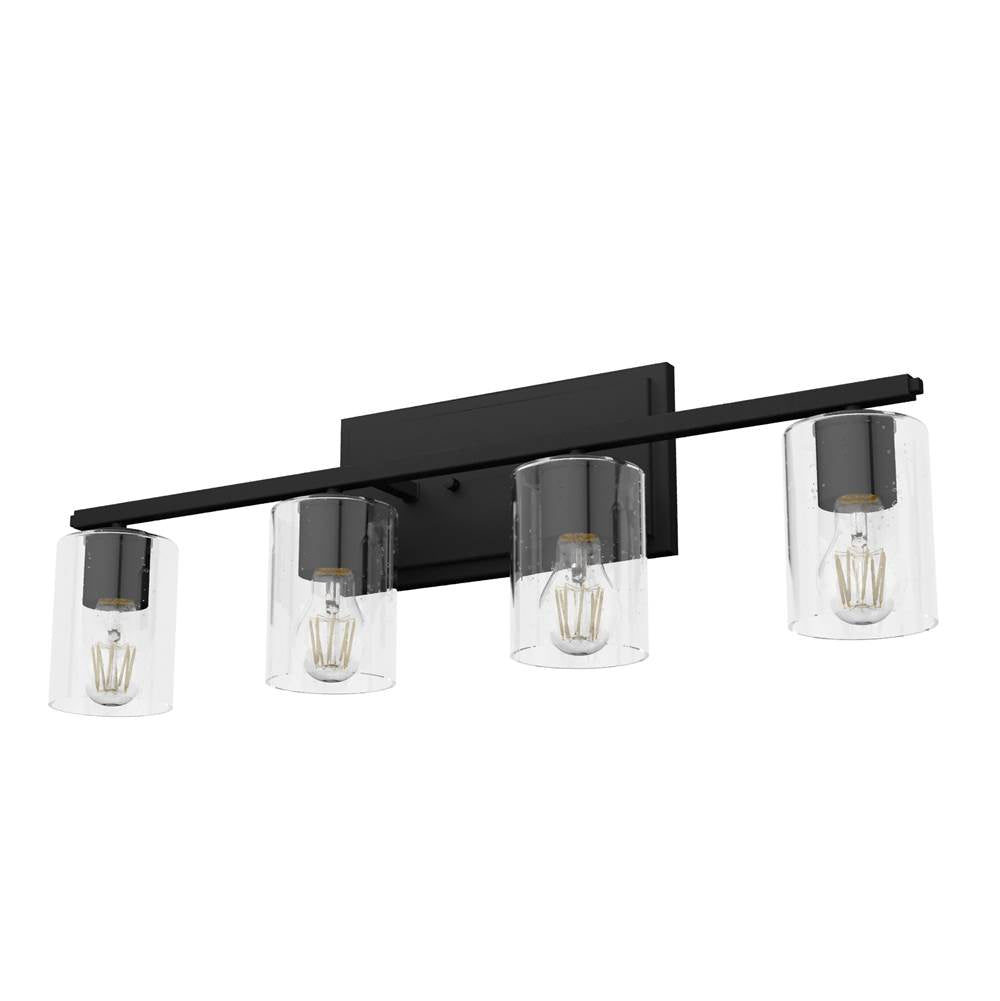 Hunter 48031 Natural Iron Kerrison Natural Iron With Seeded Glass 4 Light Vanity Wall Light Fixture Image 1