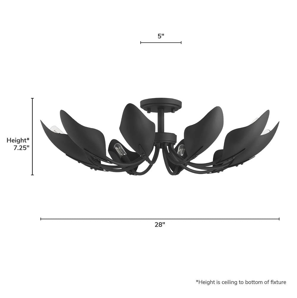 Hunter 48220 Matte Black Hunter Juneway Matte Black 10 Light Large Flush Mount Ceiling Light Fixture Image 4
