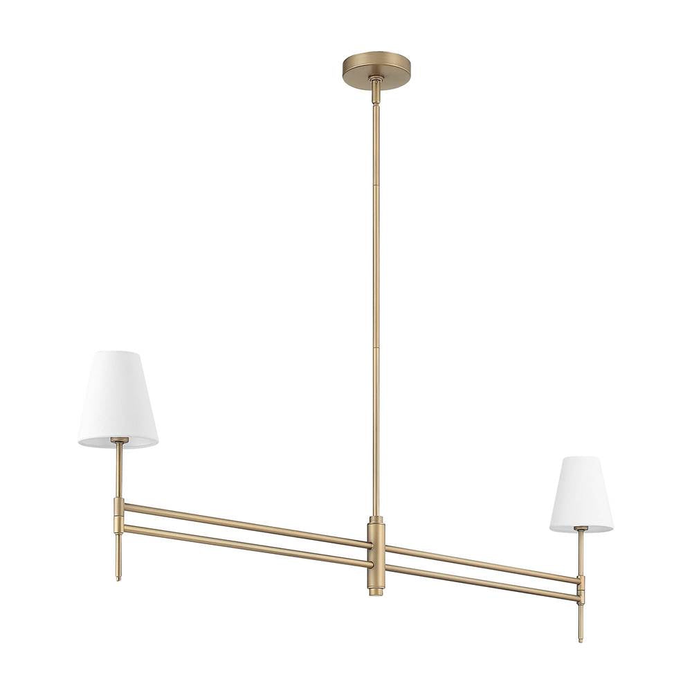 Hunter 13253 Luxe Gold,Off White Linen Camelia Stem Jasmine Roth 2 Light Linear Chandelier Image 2