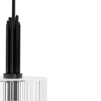 Hunter Gatz Matte Black With Clear Fluted Glass 1 Light Pendant Ceiling Light Fixture