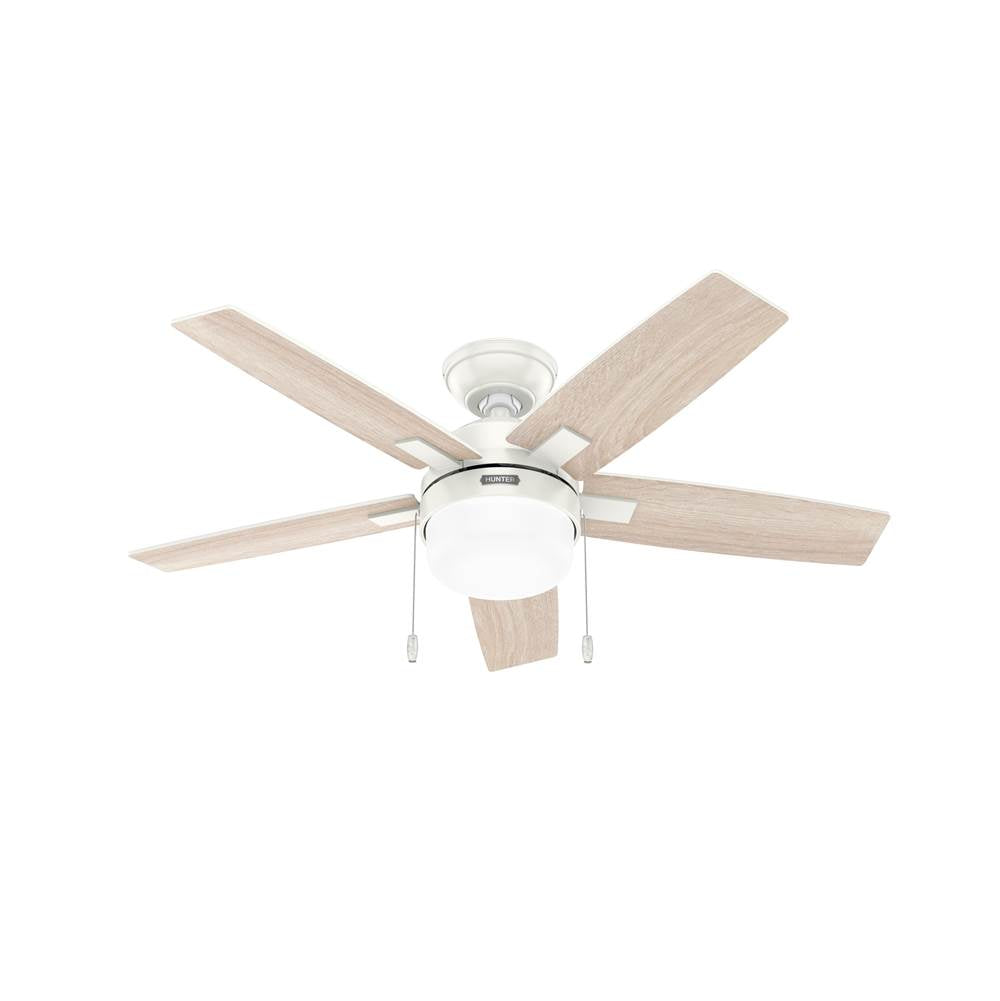 Hunter 52488 Fresh White 44 Inch Anisten Fresh White Ceiling Fan With Led Light Kit And Pull Chain Image 6