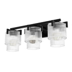 Hunter 13155 Matte Black Ontario Matte Black With Clear Glass 3 Light Bathroom Vanity Wall Light Fixture Image 1