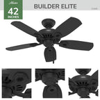Hunter 53485 Matte Black 42 Inch Builder Elite Matte Black Image 8