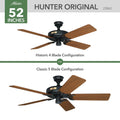 Hunter 23863 Matte Black 52'' Original-black-teak Image 1