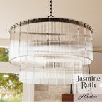 Hunter Ontario Matte Black With Clear Glass 6 Light Chandelier Ceiling Light Fixture