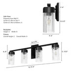 Hunter 45223 Matte Black Gatz Matte Black With Clear Fluted Glass 4 Light Bathroom Vanity Wall Light Fixture Image 3