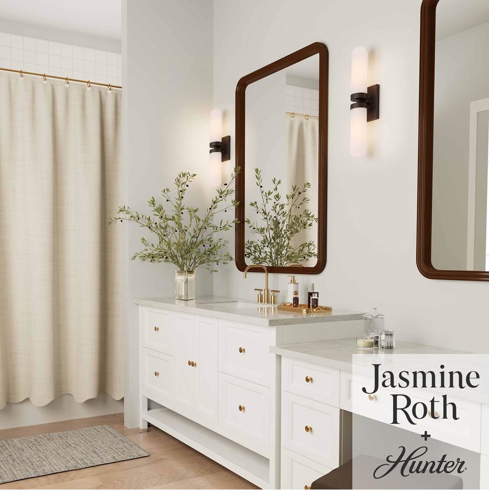 Hunter 13242 Matte Bronze Beverly Glen Jasmine Roth 2 Light Large 24 Inch Bath Vanity Sconce Image 3