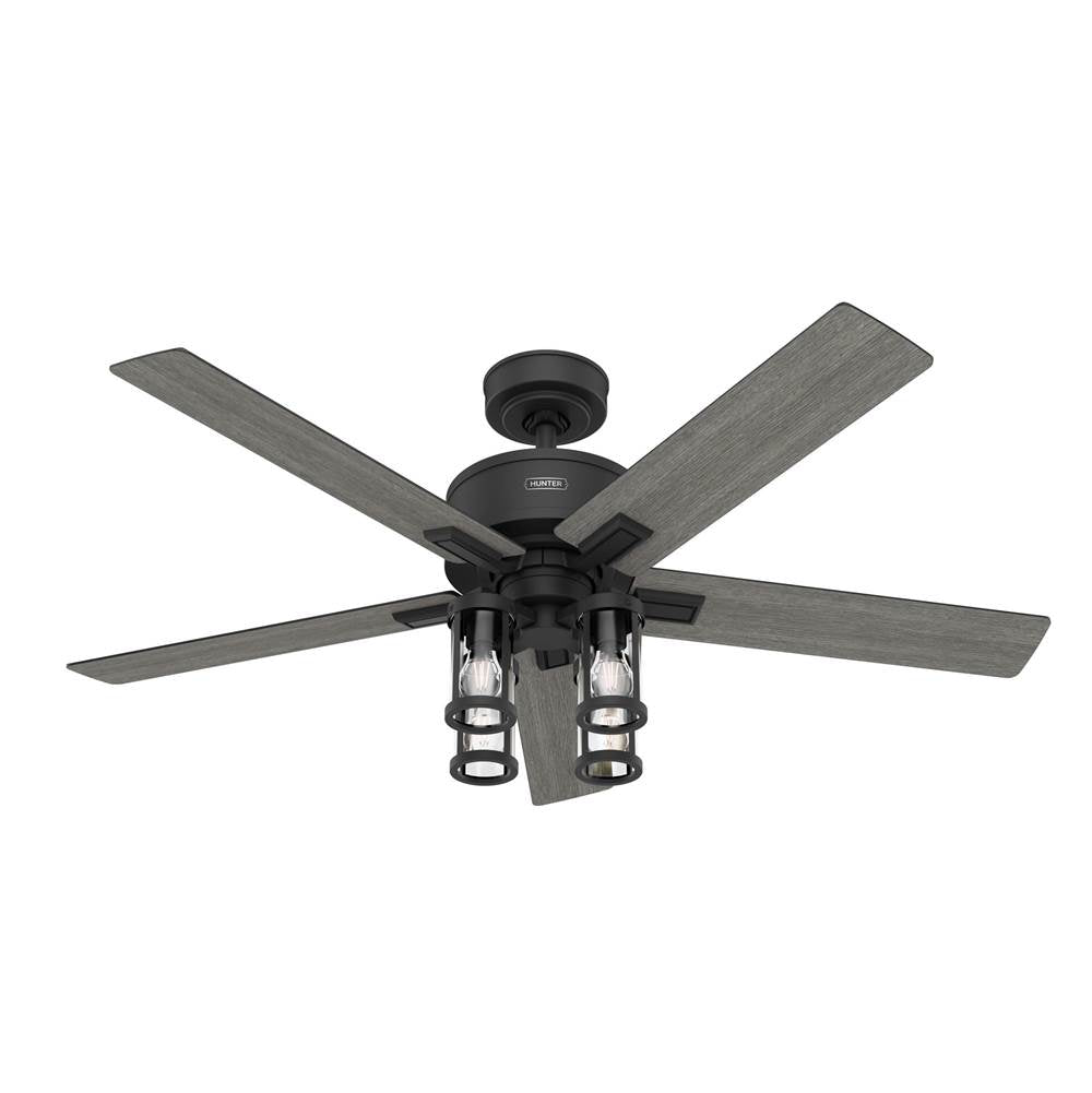 Hunter 52994 Matte Black 52 Inch Astwood Ii  Matte Black Ceiling Fan With Led Light Kit And Handheld Remote Image 1
