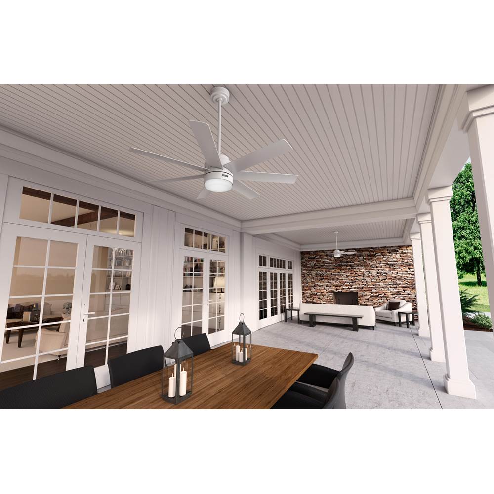 Hunter 52375 Fresh White 52 Inch Brazos Fresh White Damp Rated Ceiling Fan With Led Light Kit And Handheld Remote Image 2
