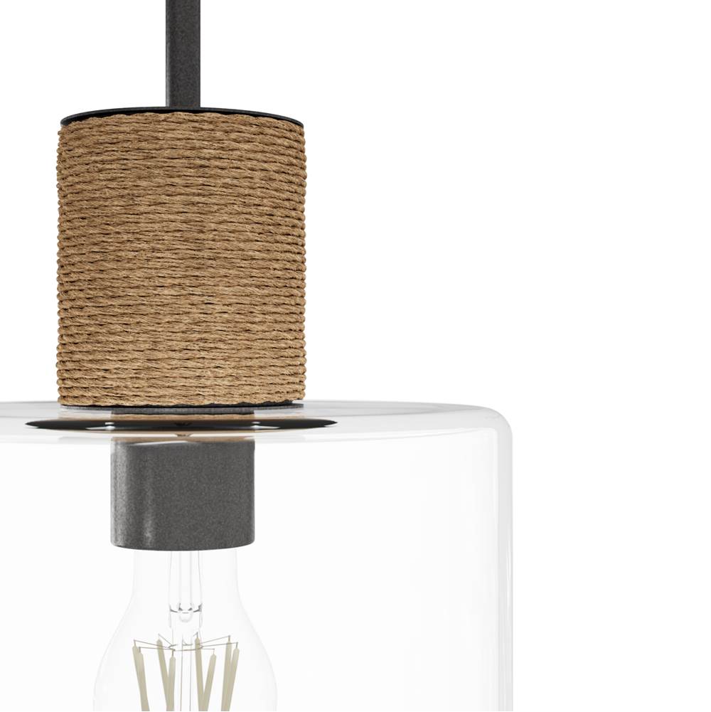 Hunter Vanning Hunter Vanning Noble Bronze And Natural Sisal Rope With Clear Glass 1 Light Pendant Ceiling Light Fixture