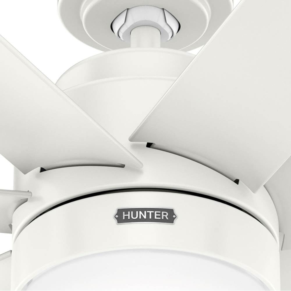 Hunter 52375 Fresh White 52 Inch Brazos Fresh White Damp Rated Ceiling Fan With Led Light Kit And Handheld Remote Image 5