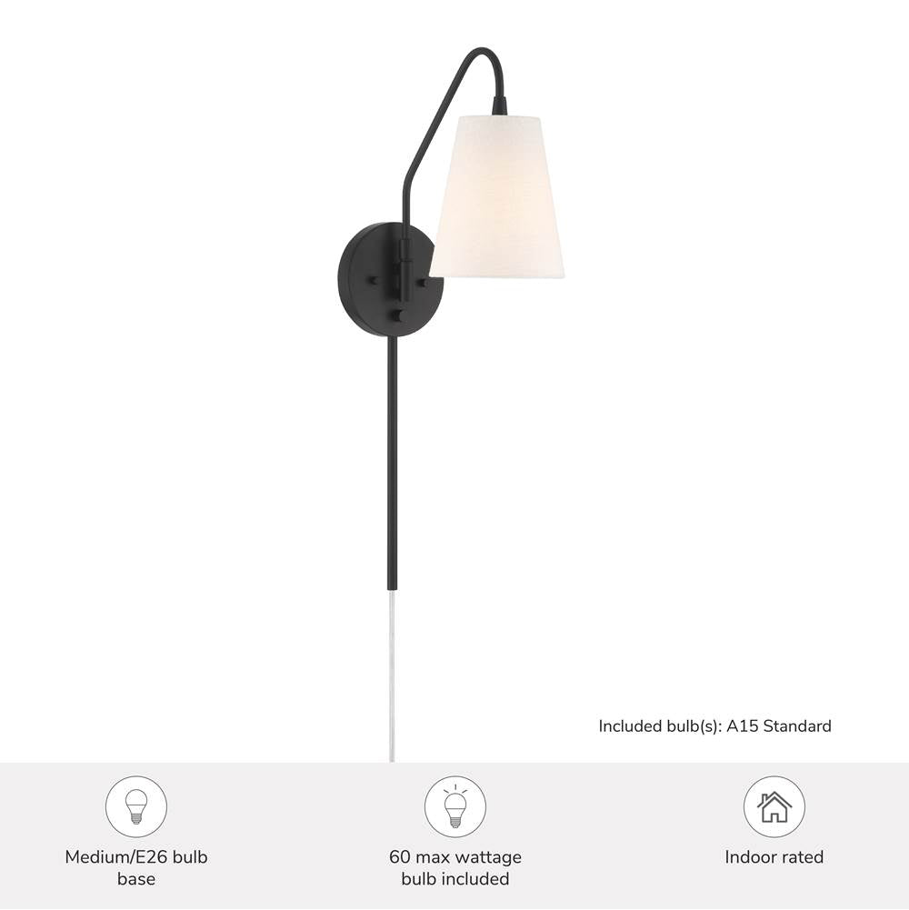 Hunter 48174 Matte Black Valley Park 1 Light Large Pin Up Sconce Black Image 5
