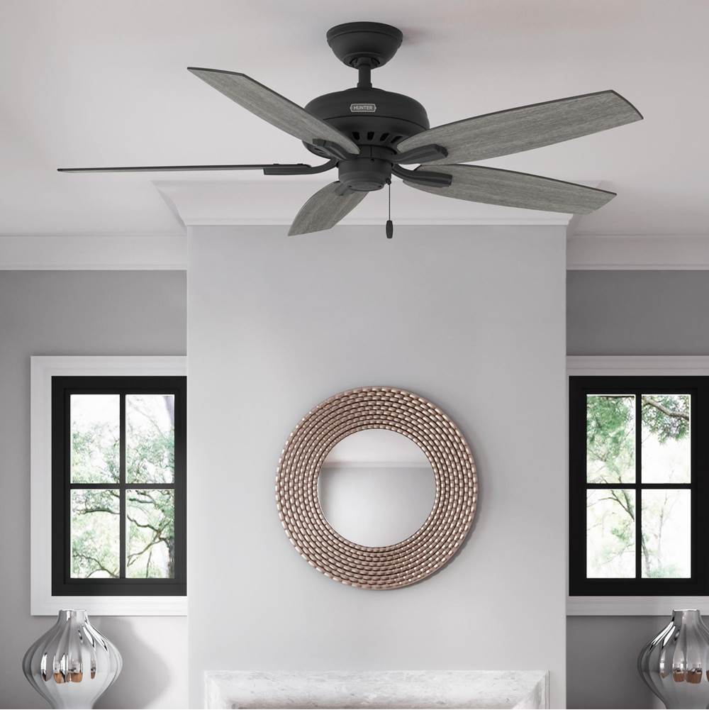 Hunter 52397 Matte Black 52 Inch Newsome Matte Black Ceiling Fan And Pull Chain Image 3