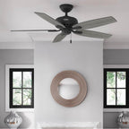 Hunter 52397 Matte Black 52 Inch Newsome Matte Black Ceiling Fan And Pull Chain Image 3