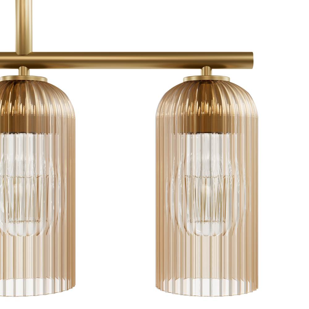 Hunter 13233 Luxe Gold Beverly Glen Luxe Gold With Amber Glass 5 Light Chandelier Ceiling Light Fixture Image 5