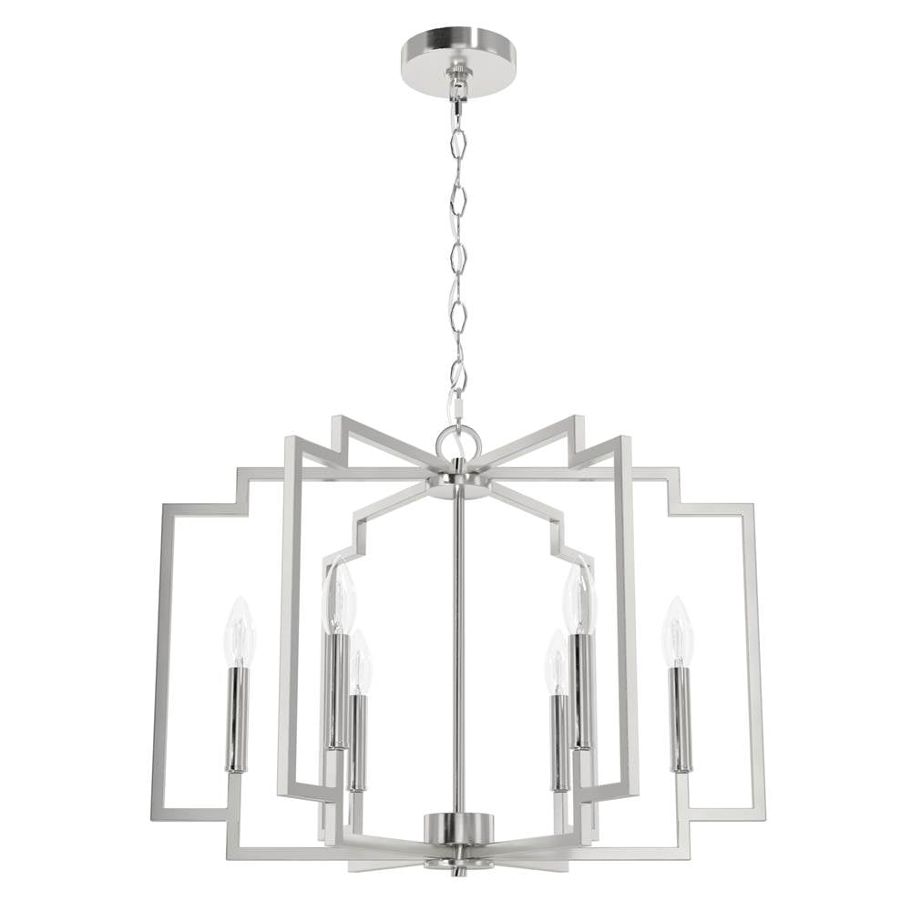 Hunter 19573 Brushed Nickel Zoanne 6 Light Chandelier 24 Inch Image 1