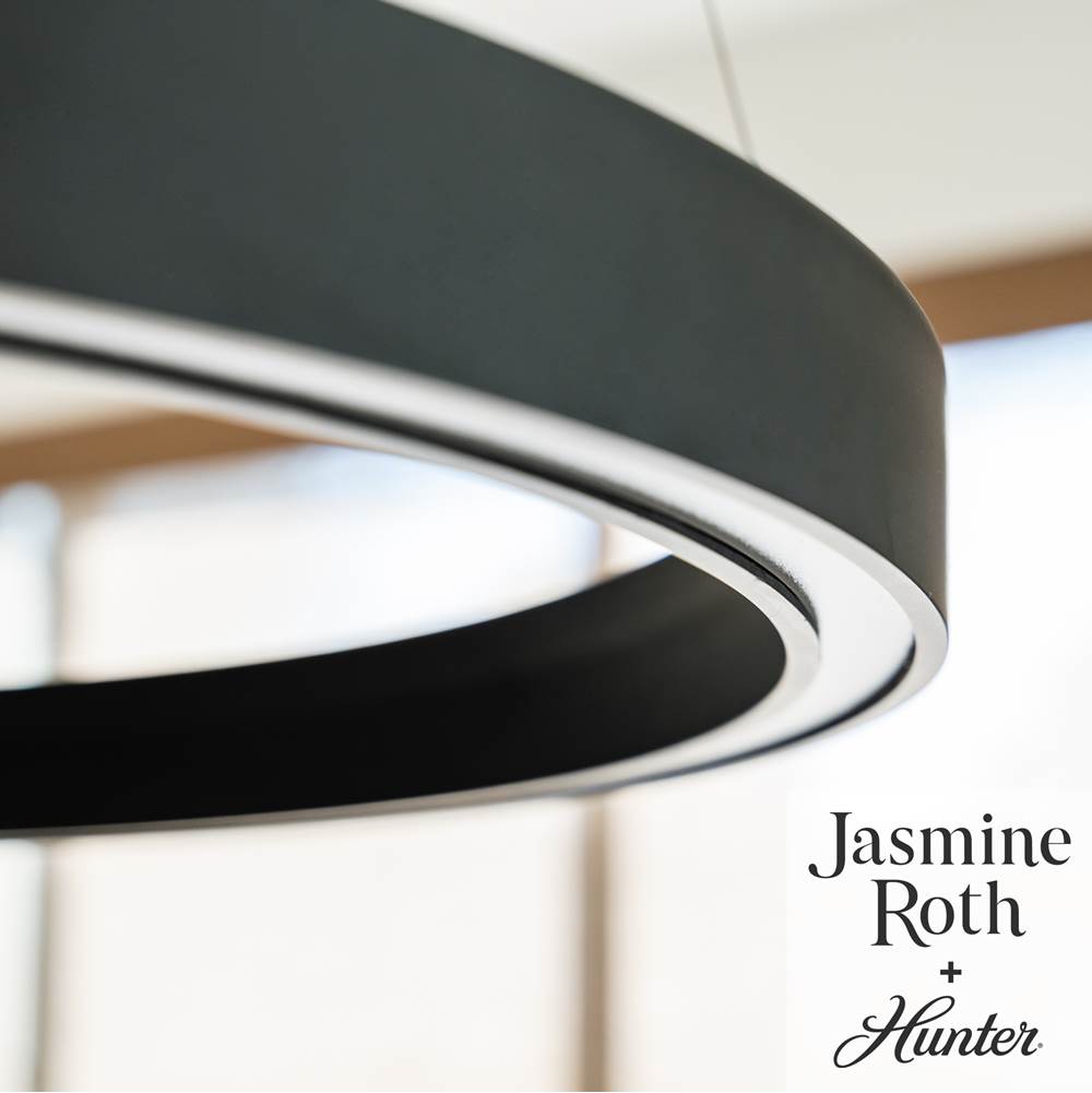 Hunter 13120 Matte Black Canoga Matte Black 1 Light Large Chandelier Ceiling Light Fixture Image 3