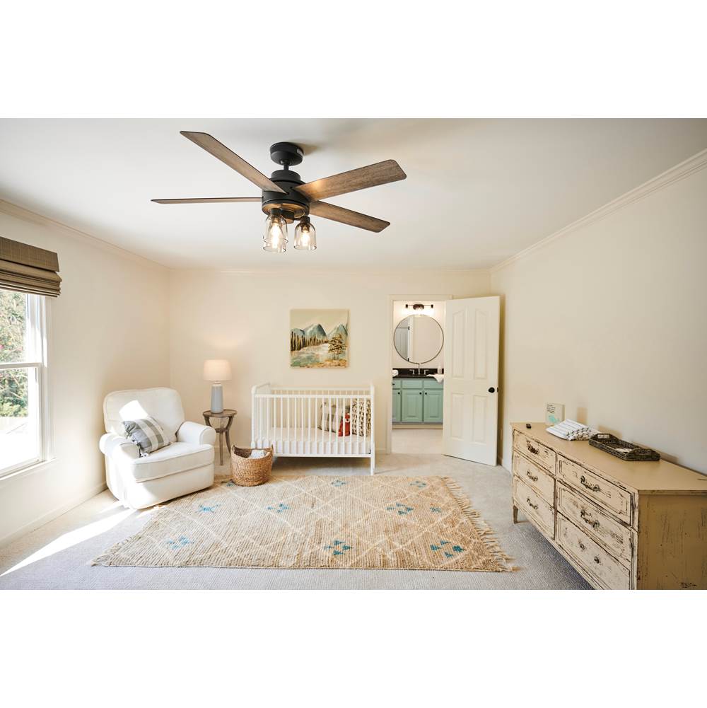Hunter 52650 Matte Black Hunter 52 Inch Lochemeade Matte Black Ceiling Fan With Led Light Kit And Handheld Remote Image 2