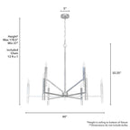 Hunter 19520 Brushed Nickel Hunter Sunjai Brushed Nickel 9 Light Chandelier Ceiling Light Fixture Image 4