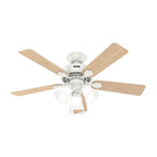 Hunter 52777 Fresh White Hunter 44 Inch Swanson Fresh White Ceiling Fan With Led Light Kit And Pull Chain Image 7
