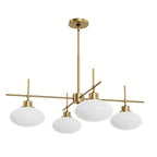 Hunter 13190 Luxe Gold Getty Luxe Gold With Cased White Glass 4 Light Chandelier Ceiling Light Fixture Image 1