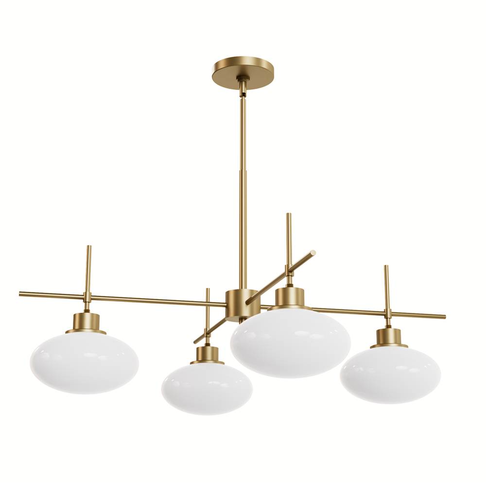 Hunter 13190 Luxe Gold Getty Luxe Gold With Cased White Glass 4 Light Chandelier Ceiling Light Fixture Image 1