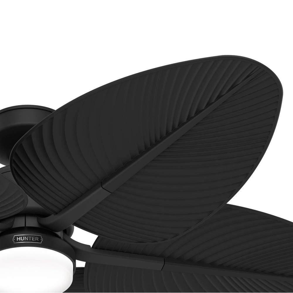 Hunter 53013 Matte Black 52 Inch Tropic View Matte Black Damp Rated Ceiling Fan With Led Light Kit And Wall Control Image 2