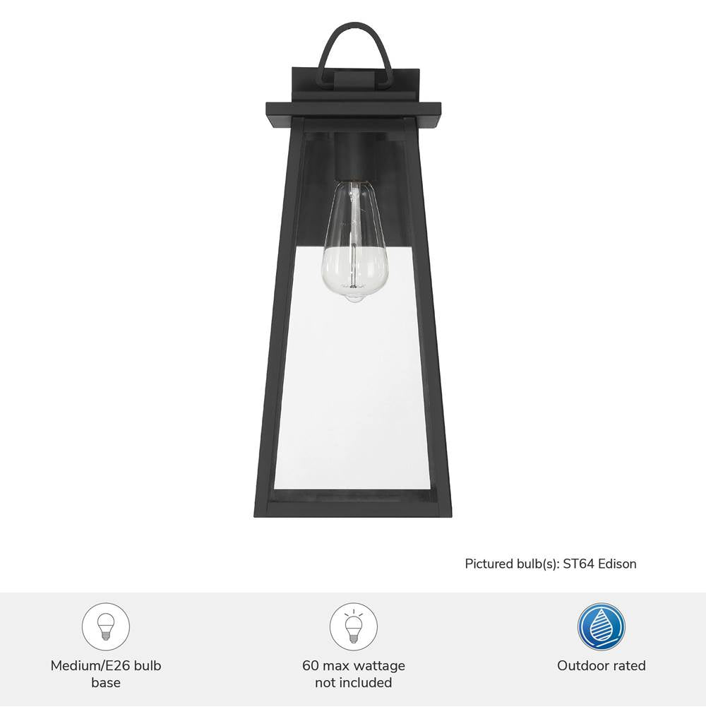 Hunter 46055 Matte Black Ivory Dusk Outdoor 1 Light Large Wall Light Black Image 4
