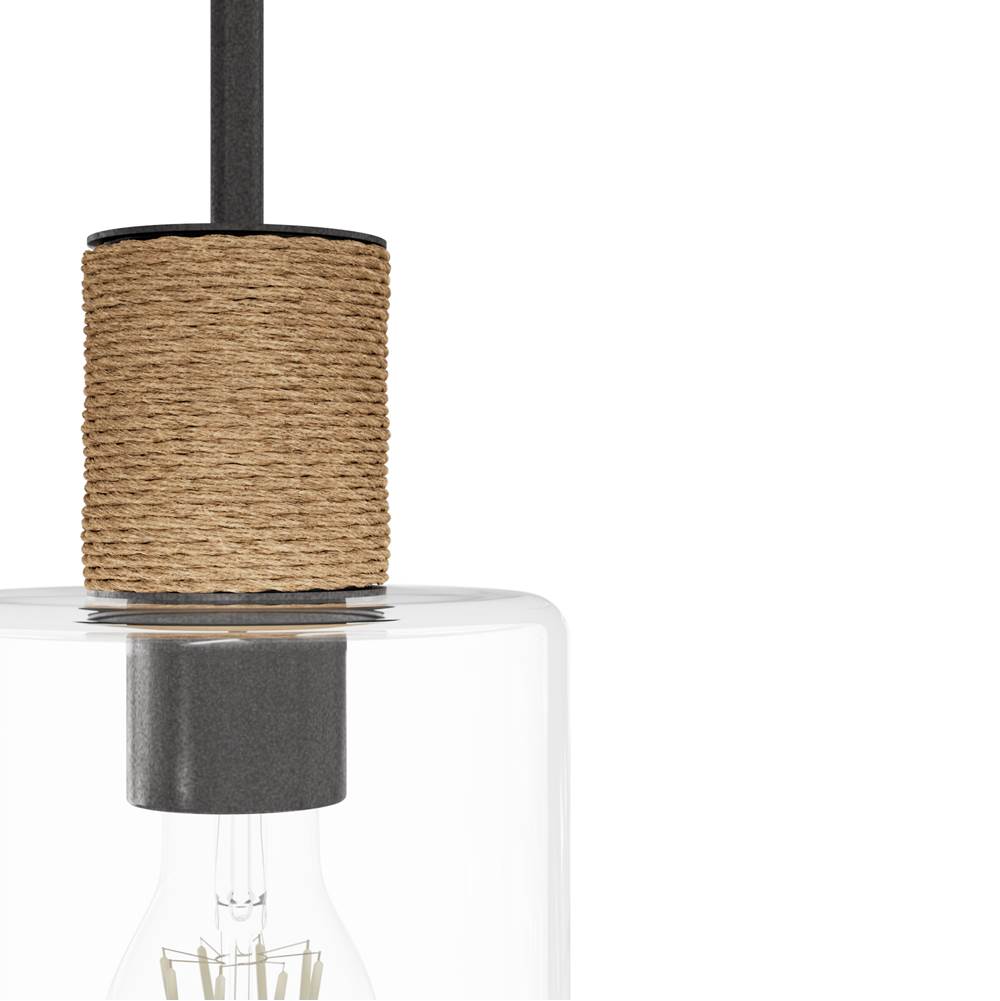 Hunter Vanning Hunter Vanning Noble Bronze And Natural Sisal Rope With Clear Glass 1 Light Pendant Ceiling Light Fixture