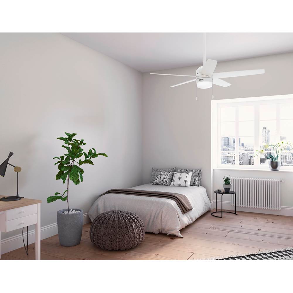 Hunter 52493 Fresh White 52 Inch Bardot Fresh White Ceiling Fan With Led Light Kit And Pull Chain Image 5