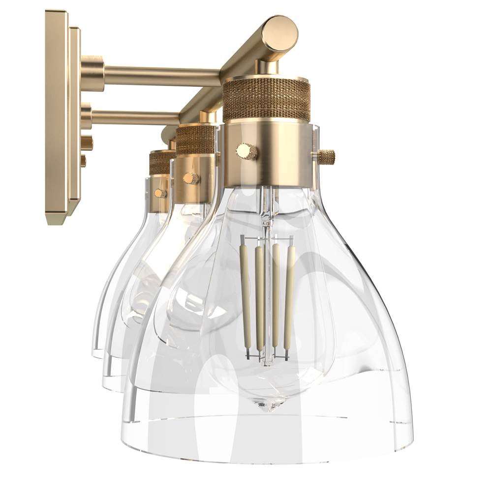 Hunter 48035 Alturas Gold Van Nuys Alturas Gold With Clear Glass 3 Light Vanity Wall Light Fixture Image 6