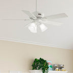 Hunter 52777 Fresh White Hunter 44 Inch Swanson Fresh White Ceiling Fan With Led Light Kit And Pull Chain Image 2